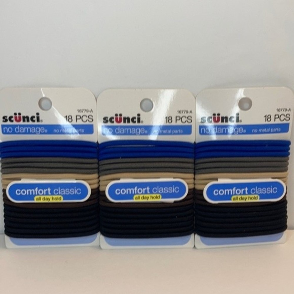 Scunci No Damage No Metal Hair Ties Elastics Ponytail Holders Blue Brown